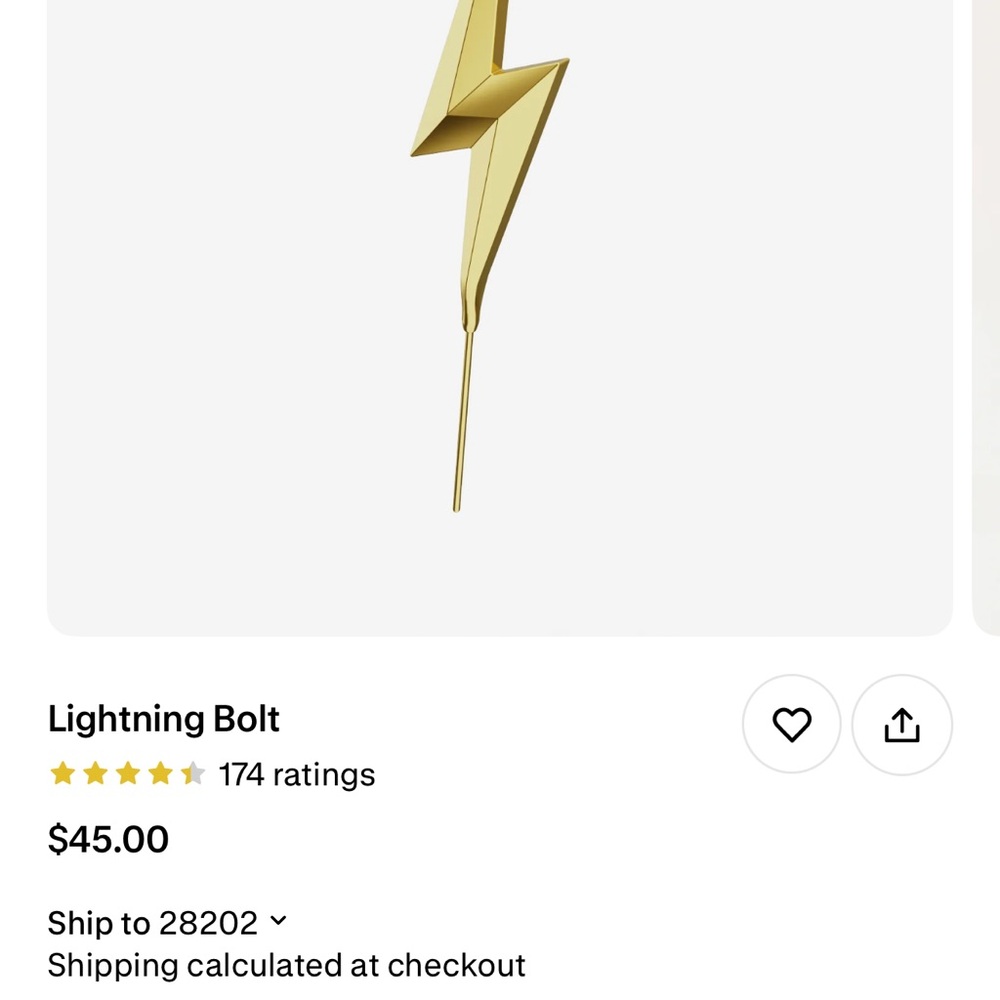 Gold Lightning Bolt Earring Oreylo NWT ear cuff helix hook - Picture 3 of 6